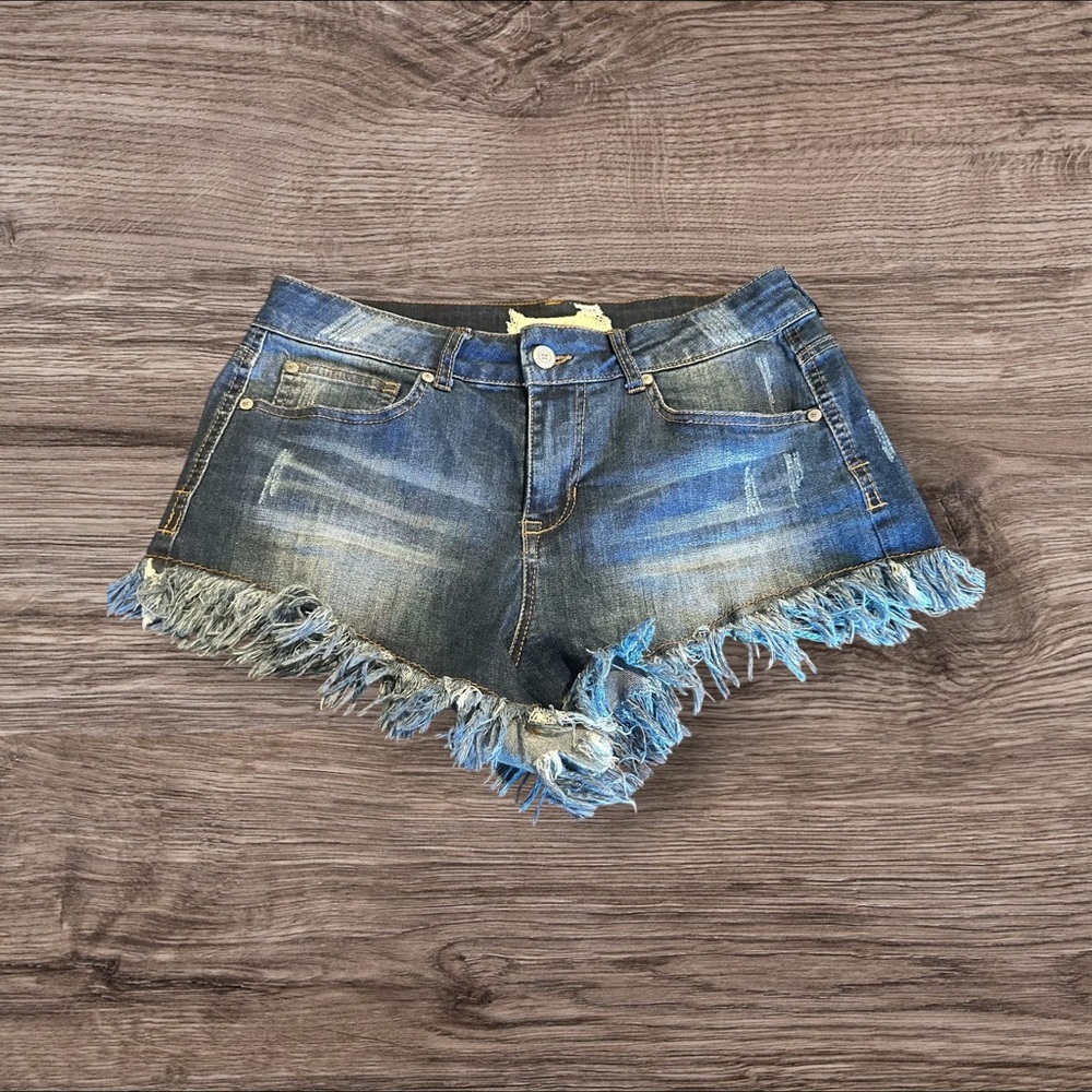 Altar’d State High Waist Cut Off Fringed Jean Denim Shorts Size 28/7